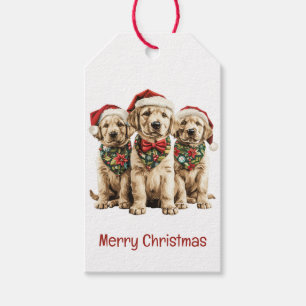 God jul Labrador Retriever Santa Puppy Hund Presentetikett