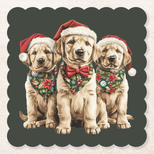 God jul Labrador Retriever Santa Puppy Hund Underlägg Papper (Framsida)