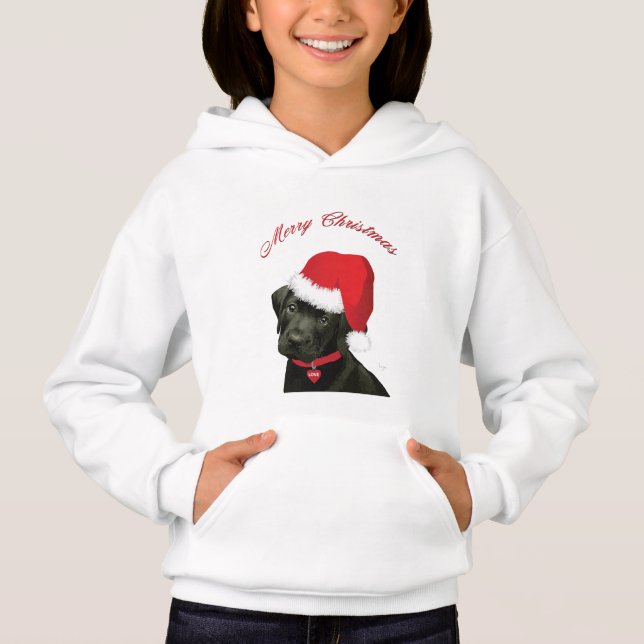 god jul Labrador Santa Hat T Shirt (Framsida)