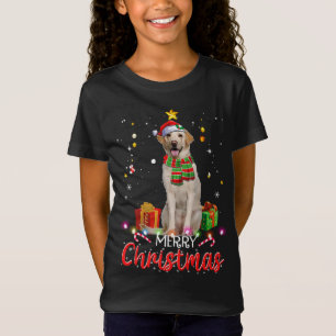 God jul Labrador Santa Hat Träd Ljus Pj T Shirt