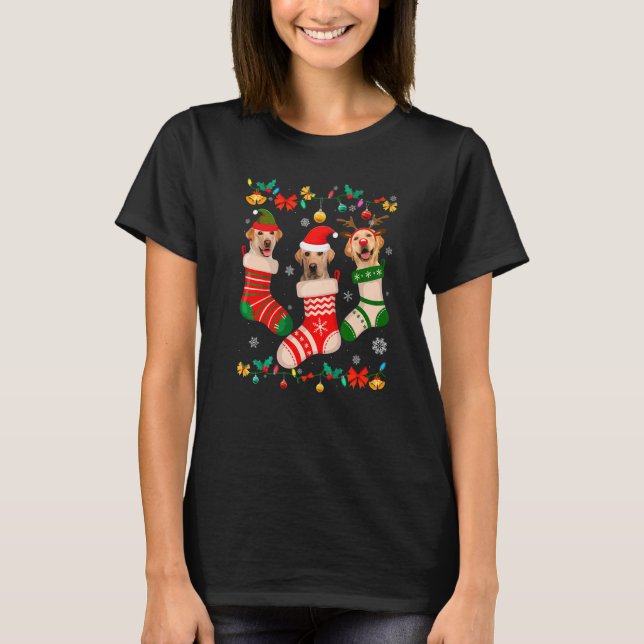 God jul Labrador Sock Julafton Reindeer Santa ELF  T Shirt (Framsida)