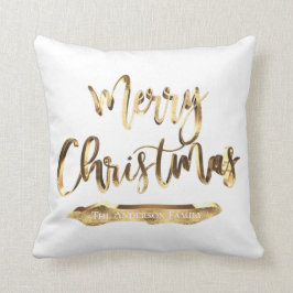 God jul Lägg till Namn eller Text Guld och vit Kudde