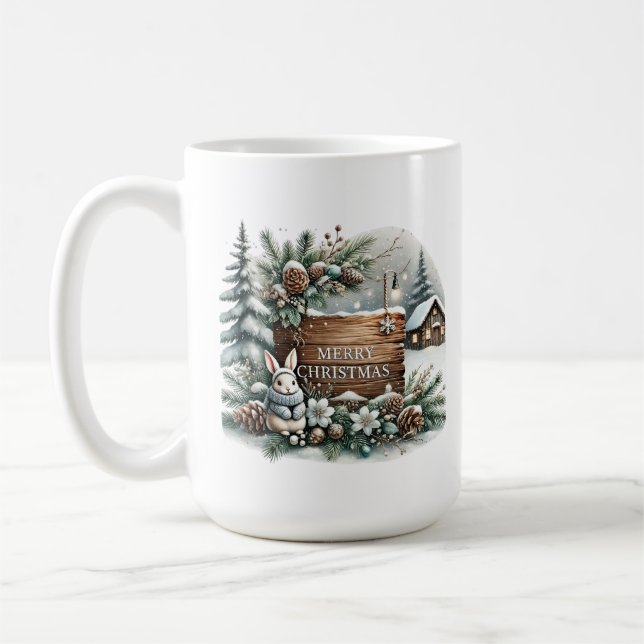 God jul lägger till monogram Land house Kaffemugg (Vänster)