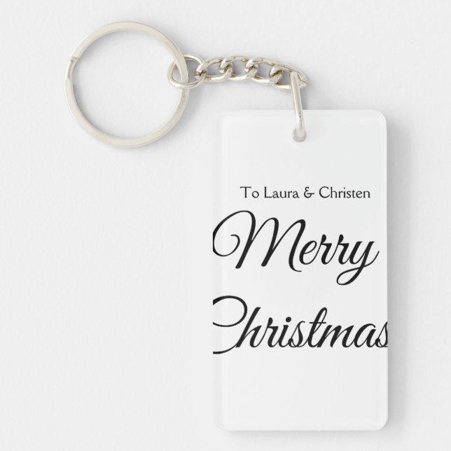 God jul lägger till namn-anpassningsbar-familjegåv nyckelring (Framsidan)