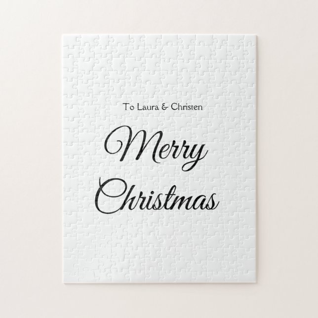 God jul lägger till namn-anpassningsbar-familjegåv pussel (Vertikal)
