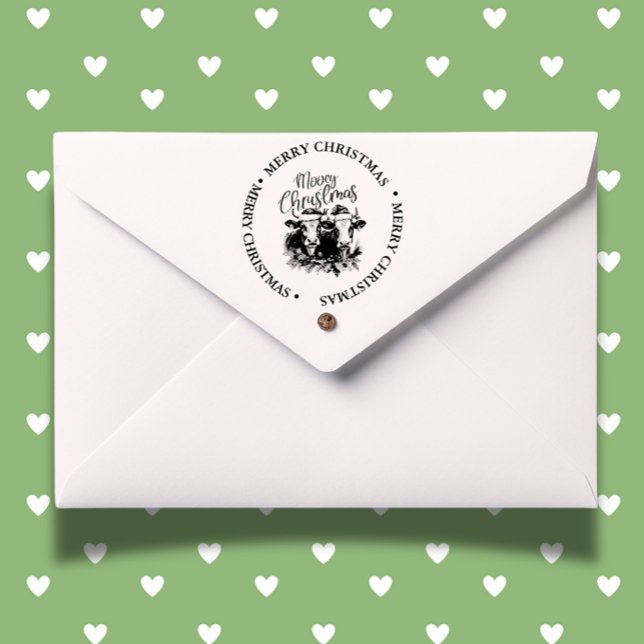 God jul Land Cow-tema Självfärgande Stämpel (perfect for heartfelt cards and festive crafts. Order yours today!)