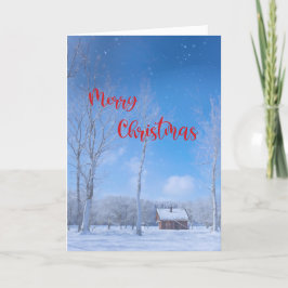 God jul Land Snö Cabin Dreamy Helgkort