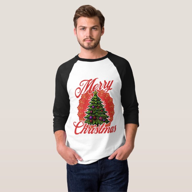 God jul Långärmad T Shirt (Hel framsida)