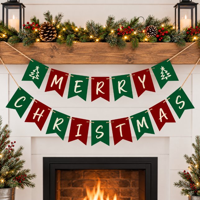 God Jul lantlig julgran för bondgård  Vimplar (Skapare uppladdad)