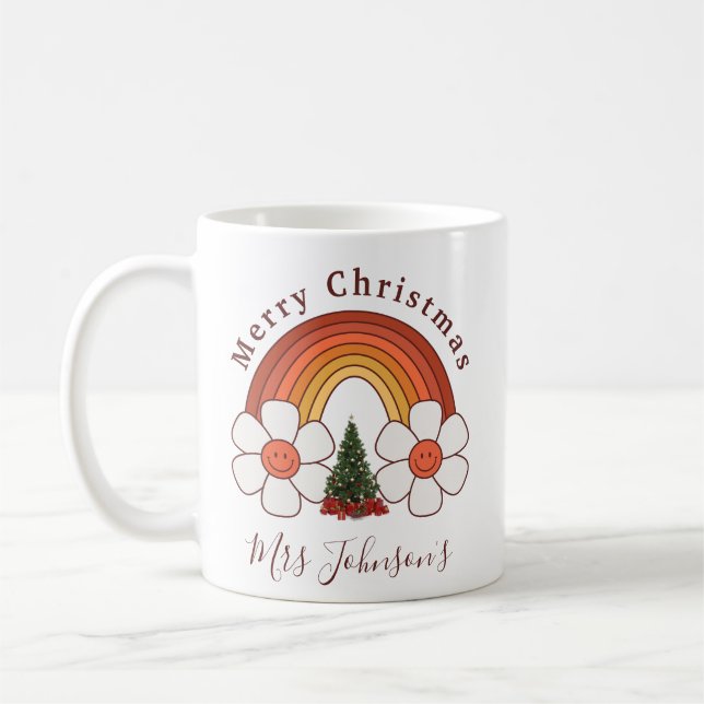 God jul-lärares regnbåge, söt gåva kaffemugg (Vänster)