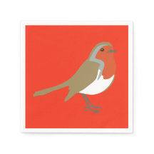 God jul Large Red Robin Napkins Serviettes