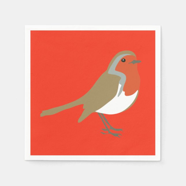 God jul Large Red Robin Napkins Serviettes Pappersservett (Framsidan)