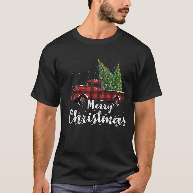God jul Lastbil Car Julgran Gift T Shirt (Framsida)