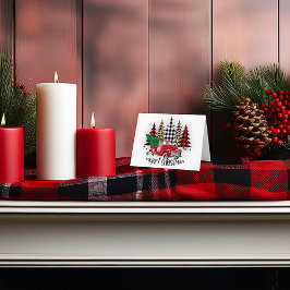 God jul lastbil och träd helgkort