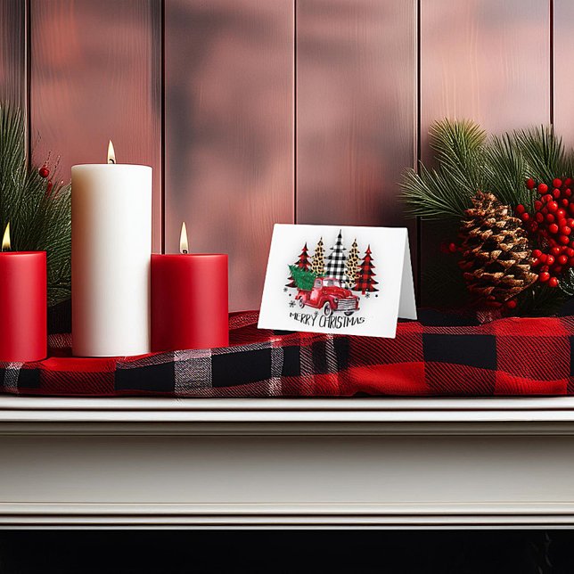 God jul lastbil och träd helgkort (Skapare uppladdad)