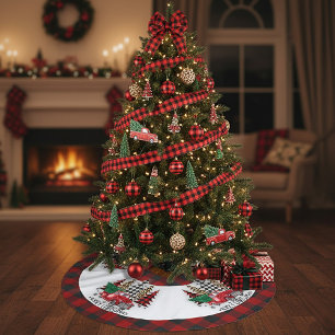 God jul lastbil och träd julgransmatta borstad polyester