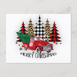 God jul lastbil och träd julkort helg vykort