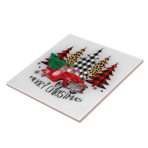 God jul lastbil och träd kakelplatta