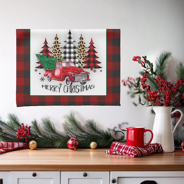 God jul lastbil och träd kökshandduk (Skapare uppladdad)