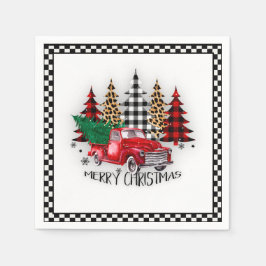 God jul lastbil och träd pappersservett