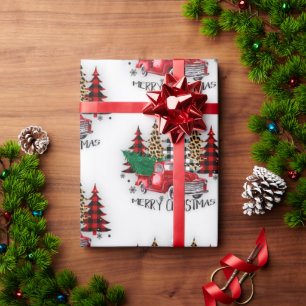 God jul lastbil och träd presentpapper