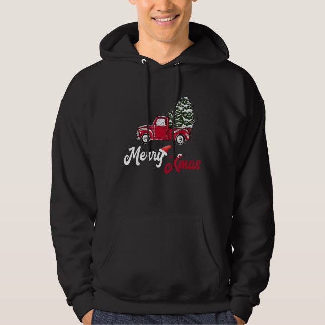 God jul Lastbil Red Julafton Santa Hoodie (Framsida)