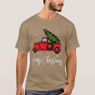 God jul Lastbil Red med Träd Funny Julafton Paj T Shirt
