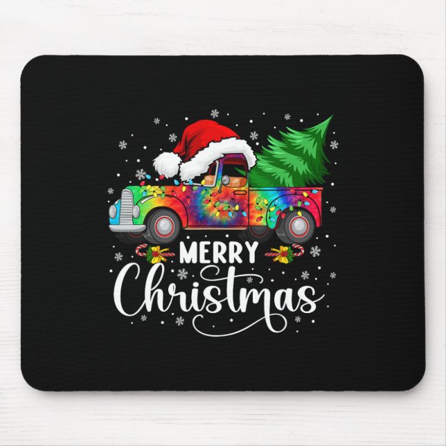 God jul Lastbil Träd Santa Hat Ljus Matchi Musmatta (Framsidan)
