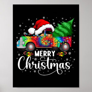 God jul Lastbil Träd Santa Hat Ljus Matchi Poster