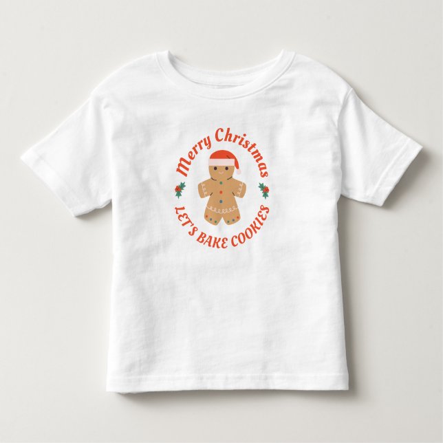 God Jul Låt oss baka kakor Pepparkaksgubbe T Shirt (Framsida)