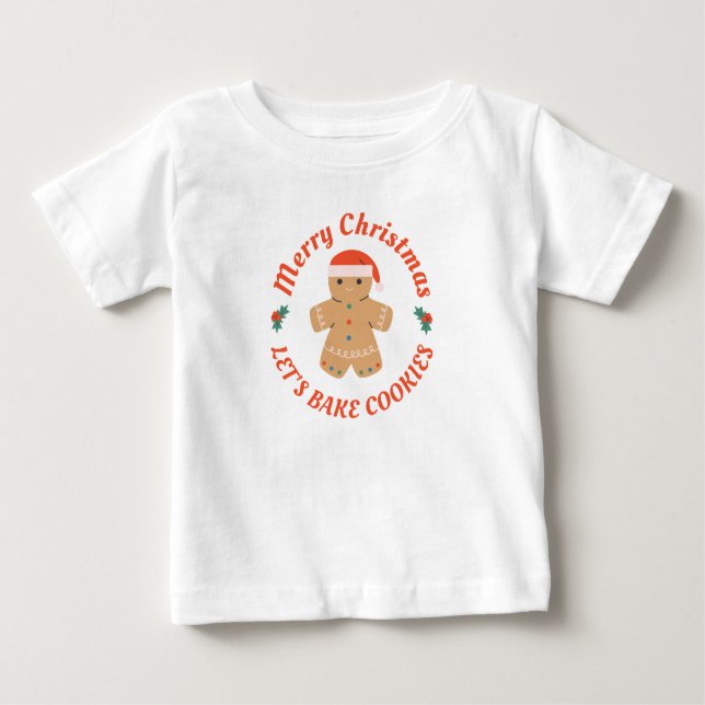 God Jul Låt oss baka kakor Pepparkaksman T Shirt (Framsida)