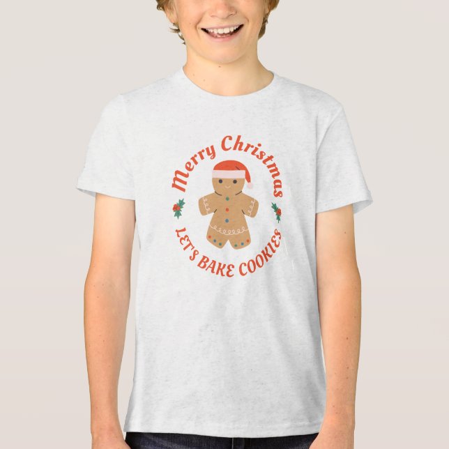 God jul Låt oss Bake Cookies Pepparkaksgubbe T Shirt (Framsida)