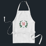 God jul Laurel WandeMonogram Förkläde<br><div class="desc">Anpassningsbar helgdag apron personlig med ditt monogram initialt i en modern lagerkrans ram. Klicka på Anpassa om du vill lägga till mer text och bilder om du vill utforma en egen gåva!</div>