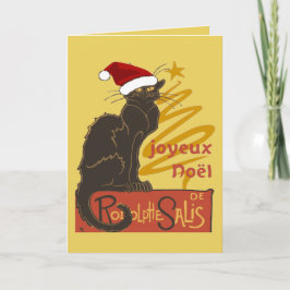 God Jul Le Chat Noir Med Stilisad Guldträd Helgkort