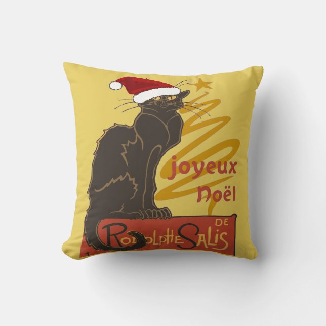 God Jul Le Chat Noir Med Stilisad Guldträd Kudde (Framsida)