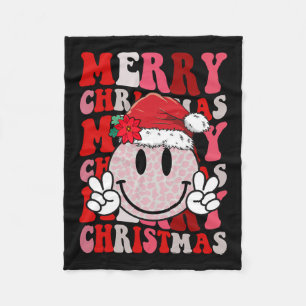 God Jul Leende Ansikte Tomtehatt Groovy Fleecefilt