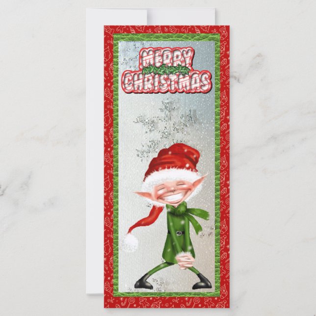 God jul-leende Elf-platta kort (Framsida)