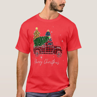 God jul Leopard Buffalo Lastbil Träd Red Pla T Shirt