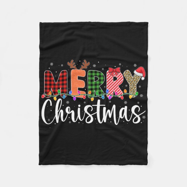 God Jul Leopard Buffalo Röd Plaid För Män  Fleecefilt (Framsidan)