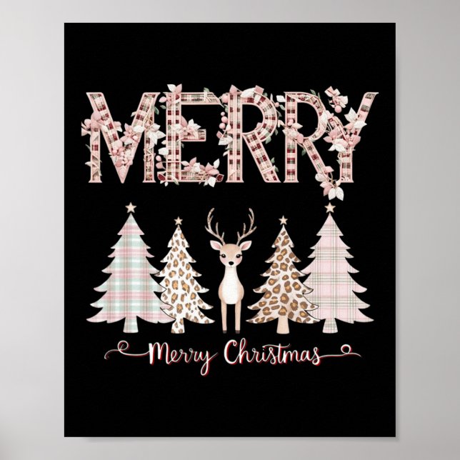 God jul Leopard Cheetah Buffalo Rosa Play Chri Poster (Framsidan)
