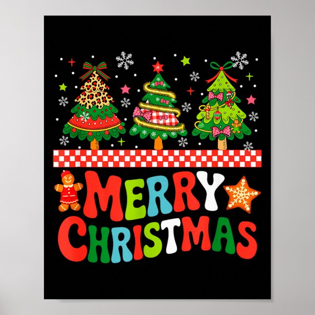 God Jul Leopard Färgglada Julträd Bow Ti Poster (Framsidan)