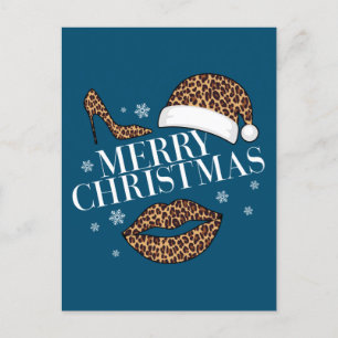 God jul leopard för kvinnor vykort