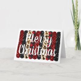 God jul Leopard Glitter Glam Brush Strokes Helgkort