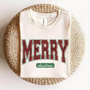 God jul Leopard Grönt Red T Shirt