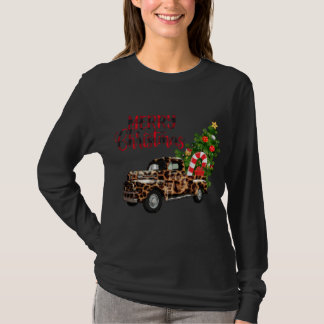 God jul Leopard Lastbil med Träd T Shirt