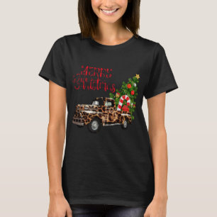 God jul Leopard Lastbil med Träd T Shirt