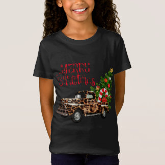 God jul Leopard Lastbil med Träd T Shirt