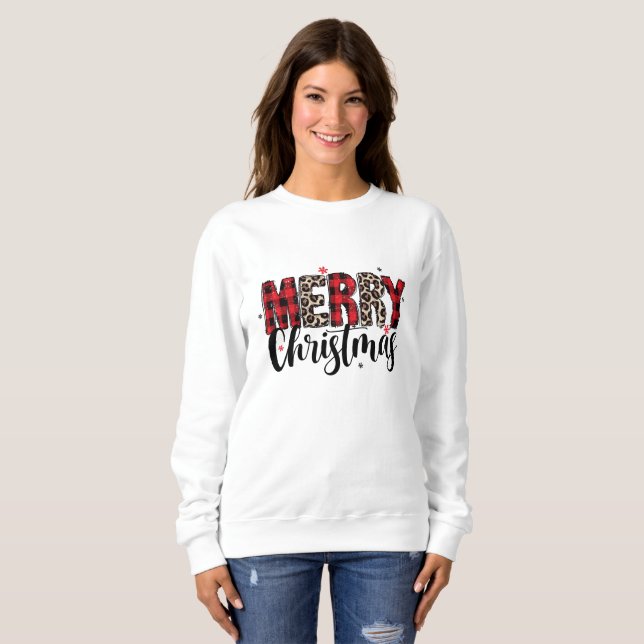 God Jul Leopard och Randigt T Shirt (Hel framsida)