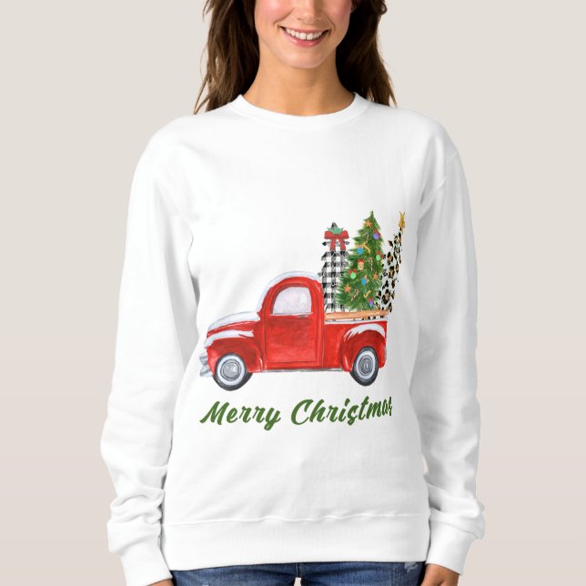 God jul Leopard Play Julgran Red T Shirt (Framsida)