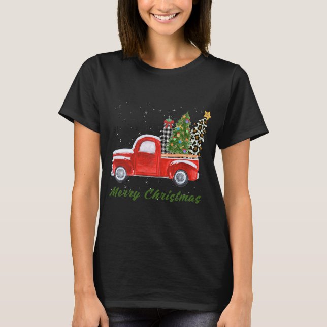 God jul Leopard Play Julgran Red T Shirt (Framsida)